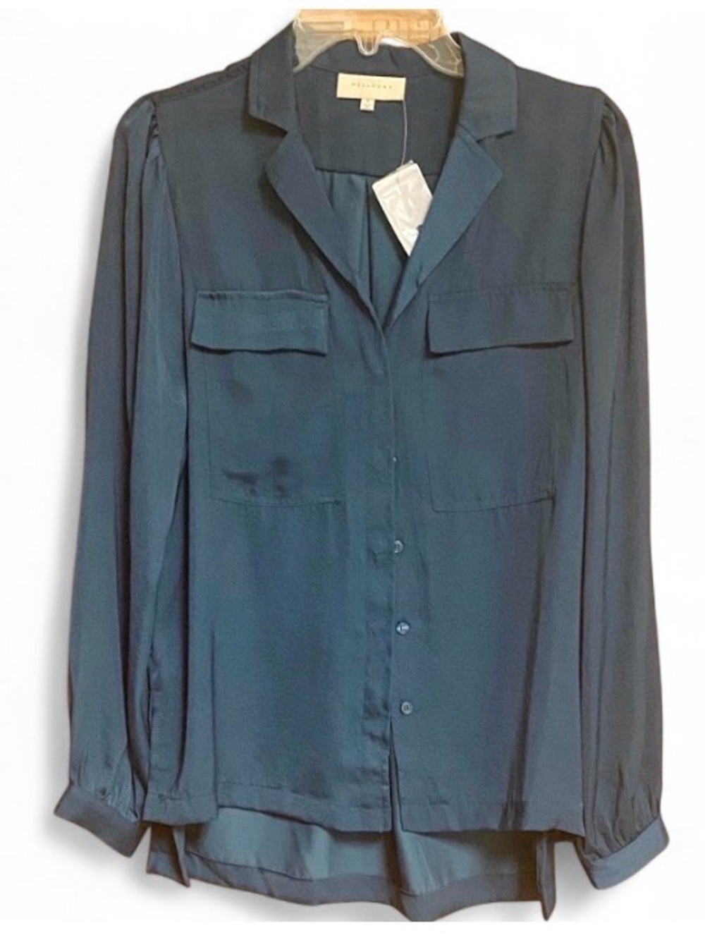 Melloday Teal High Low Blouse Women’s Small NWT Flowy Pocket Top